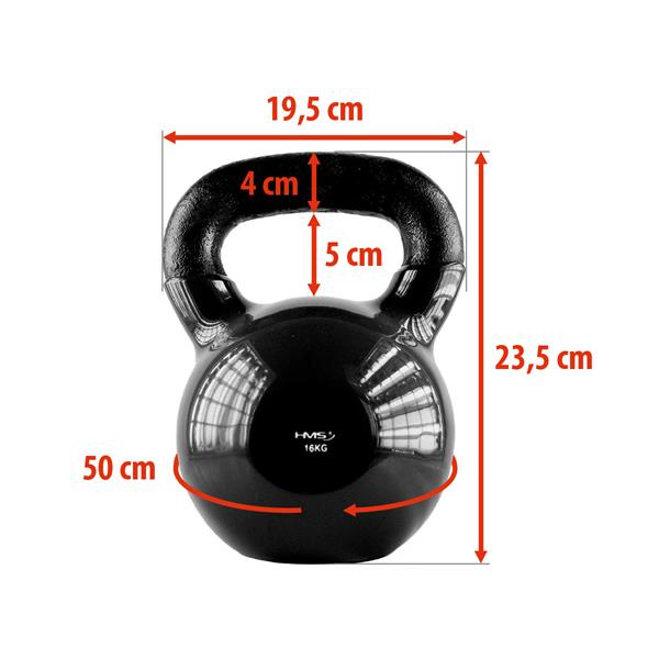 KNV16 ČERNÝ KETTLEBELL POKRYTÝ VINYLEM HMS
