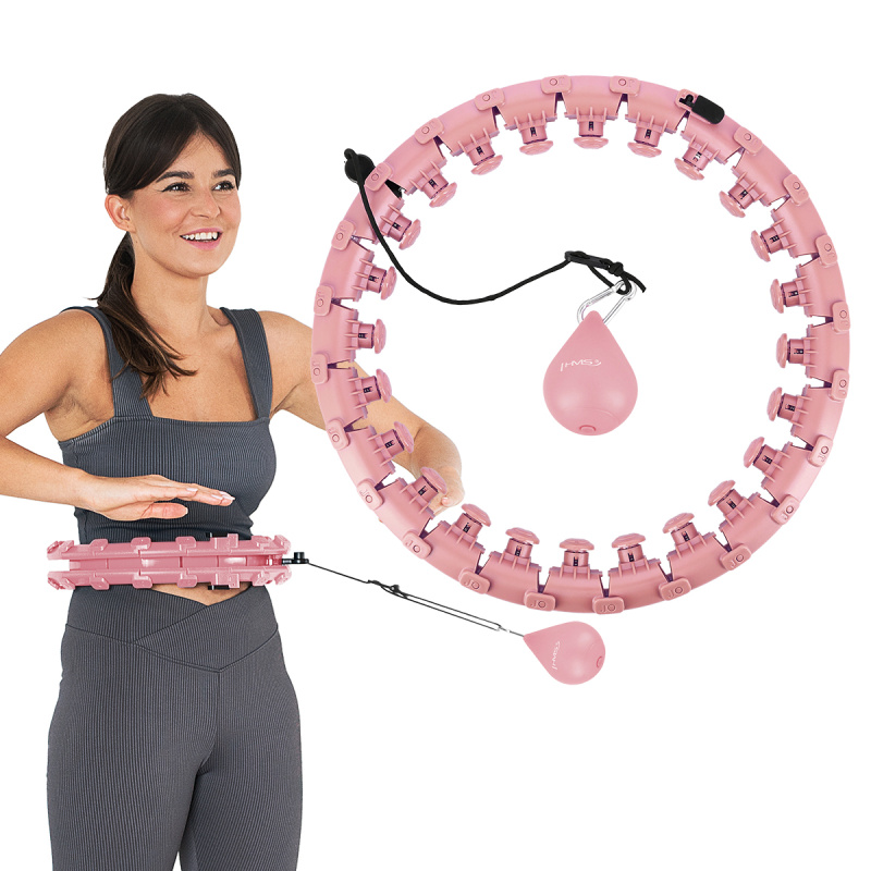 HMS Masážní hula hoop obruč se závažím HHW01 - růžová