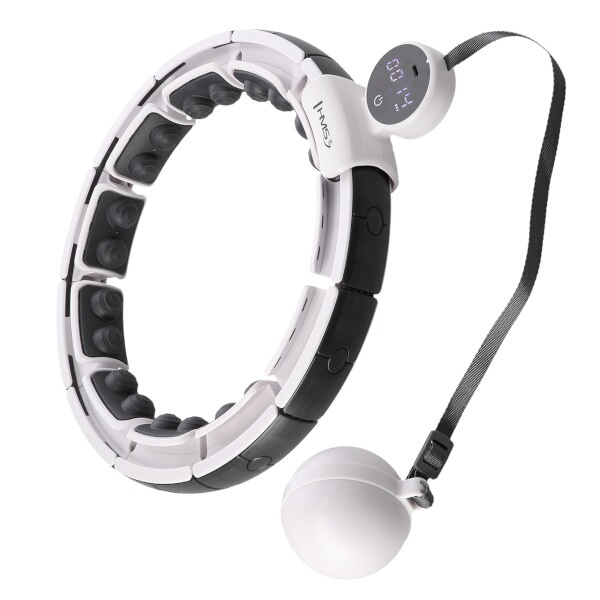 HHM16 BÍLÁ HULA HOOP OBRUČ SE ZÁVAŽÍM, MAGNETY A POČÍTADLEM HMS