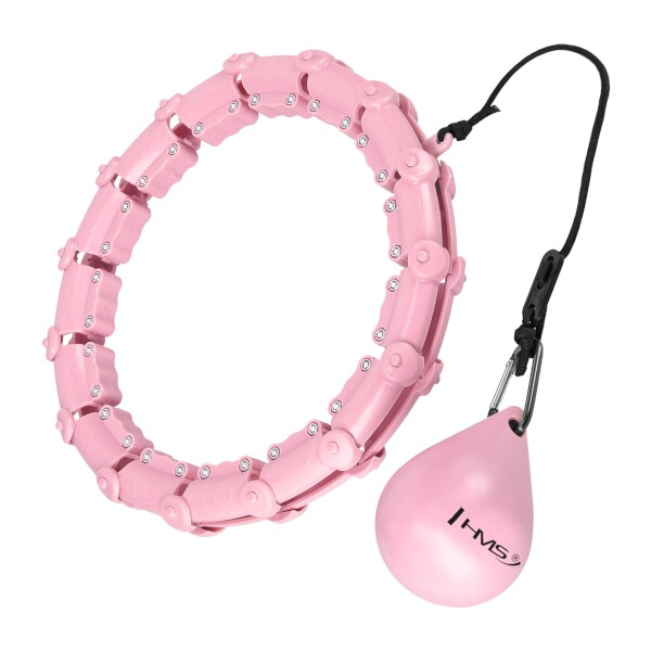 HHW02 RŮŽOVÁ MASÁŽNÍ HULA HOOP OBRUČ SE ZÁVAŽÍM HMS