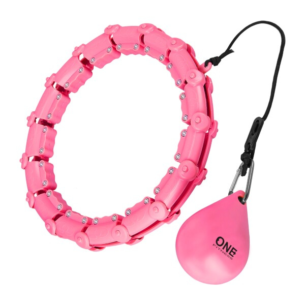 OHA02 RŮŽOVÁ MASÁŽNÍ HULA HOOP OBRUČ SE ZÁVAŽÍM ONE FITNESS