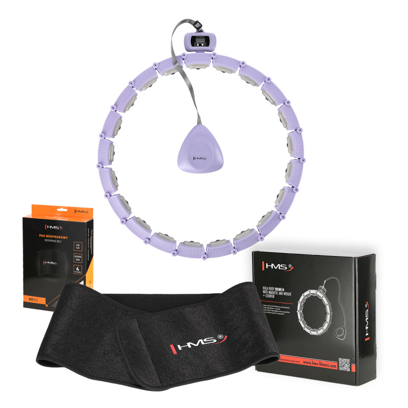 SET HHM14 + BR163 FIALOVÁ HULA HOOP OBRUČ SE ZÁVAŽÍM A POČÍTADLEM HMS