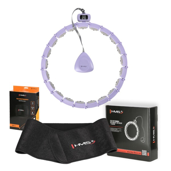 SET HHM14 + BR163 FIALOVÁ HULA HOOP OBRUČ SE ZÁVAŽÍM A POČÍTADLEM HMS