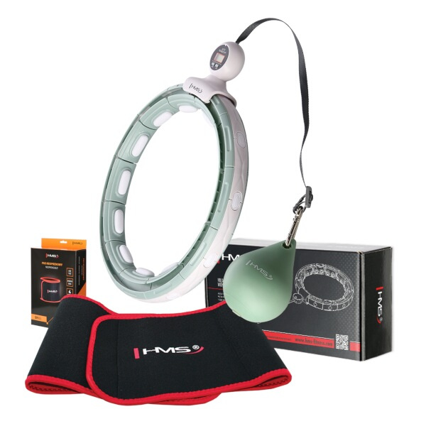 SET HHM15 + BR163 ZELENÁ HULA HOOP OBRUČ SE ZÁVAŽÍM, MAGNETY A POČÍTADLEM HMS