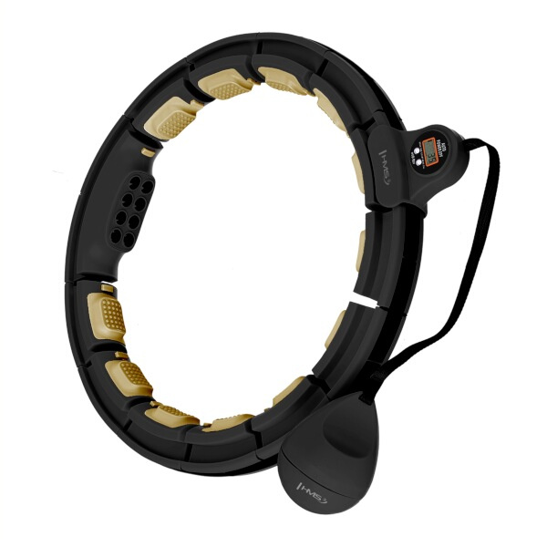 HHM13 ČERNÁ HULA HOOP OBRUČ SE ZÁVAŽÍM, MAGNETY A POČÍTADLEM HMS