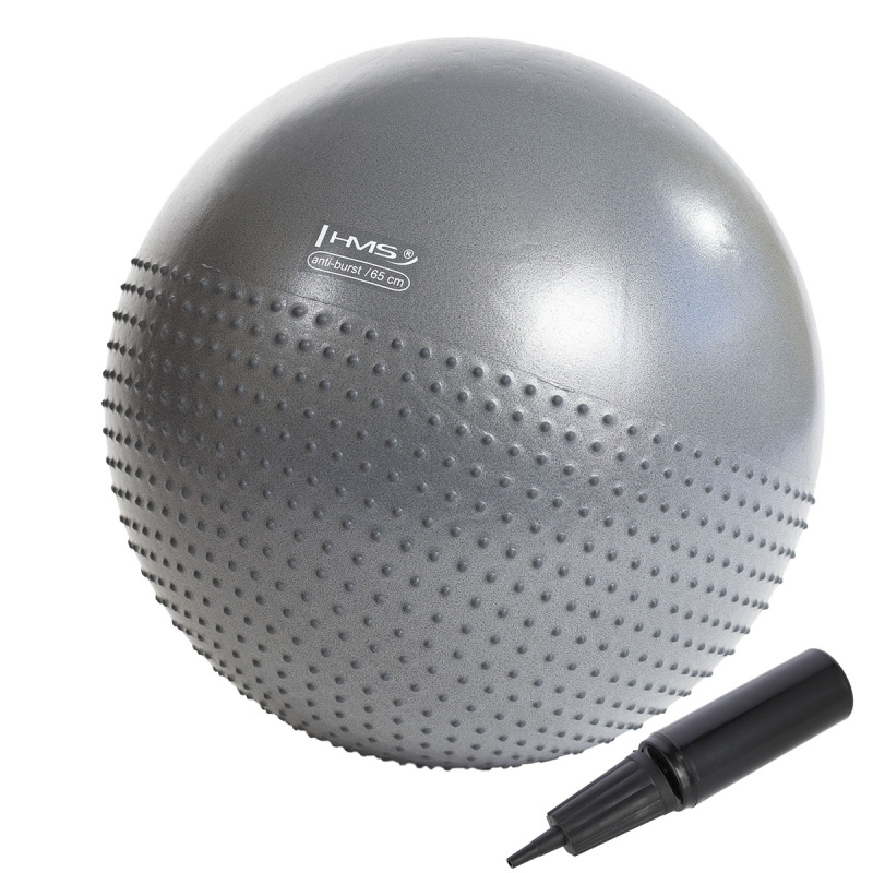 YB03N 65CM ŠEDÝ MASÁŽNÍ GYMNASTICKÝ MÍČ HMS