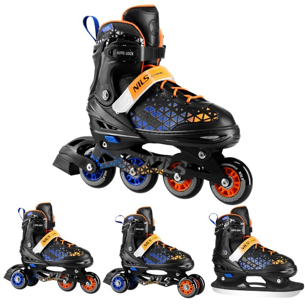NH18190A MODRÉ VEL.L(39-43) KOLEČKOVÉ BRUSLE 2V1 BRAVE NILS EXTREME