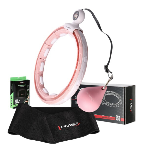 SET HHM15 RŮŽOVÁ + BR163 PLUS SIZE HULA HOOP OBRUČ SE ZÁVAŽÍM, MAGNETY A POČÍTADLEM HMS