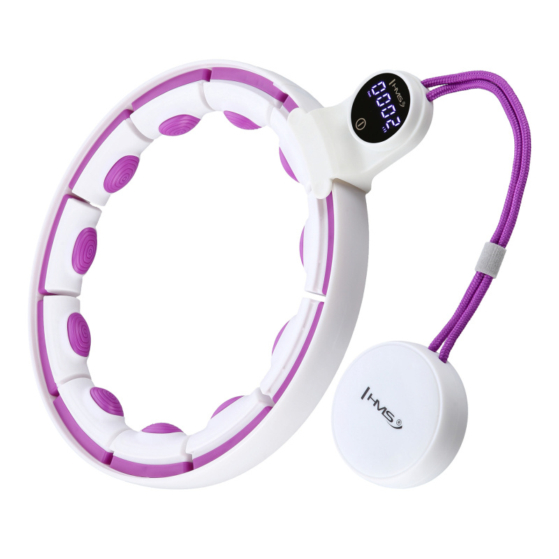 HHM17 BÍLÁ/FIALOVÁ HULA HOOP OBRUČ SE ZÁVAŽÍM, MAGNETY A POČÍTADLEM HMS