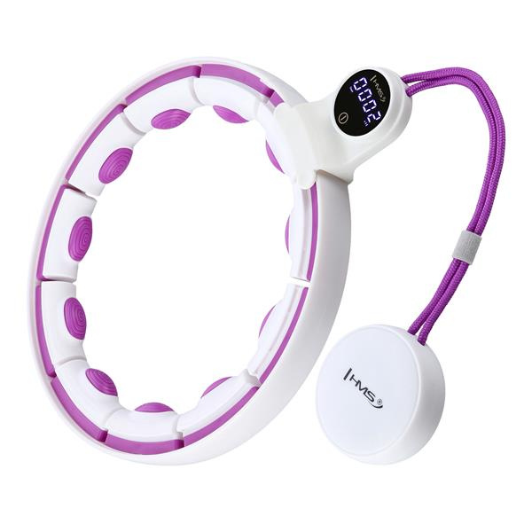 HHM17 BÍLÁ/FIALOVÁ HULA HOOP OBRUČ SE ZÁVAŽÍM, MAGNETY A POČÍTADLEM HMS