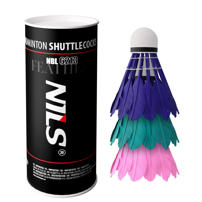 NBL6213 BADMINTONOVÉ MÍČKY Z PEŘÍ MULTICOLOR 3 KS NILS