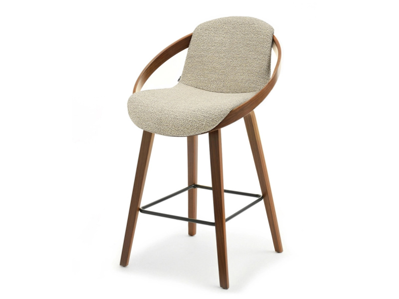 Designová barová židle HODA - ořech / béžová