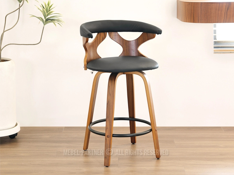 Designová barová židle ANELIS - černá / ořech