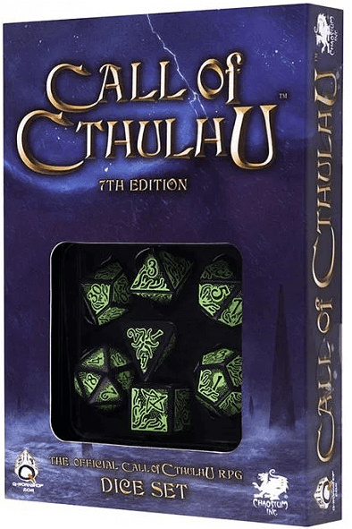Sada kostek Call of Cthulhu - sedmá edice, barva černo-zelená