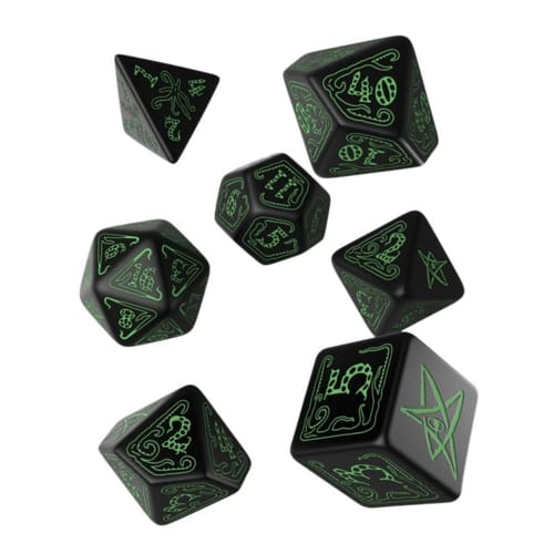 Q-workshop Sada 7 RPG kostek Call of Cthulhu Abyssal & White Modrá/bílá