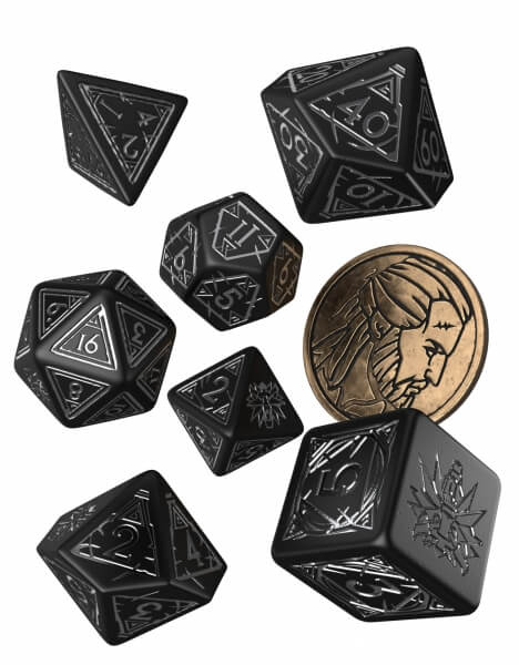 Sada kostek Zaklínač - kostky Geralt, barva černo-stříbrná