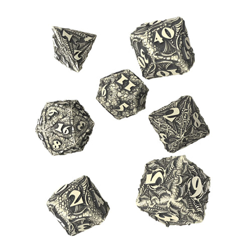 Sada 7 kostek Dracopolis Dice Set - The Scandinavian Blackfang - SDCP01 Eukalyptově zelená