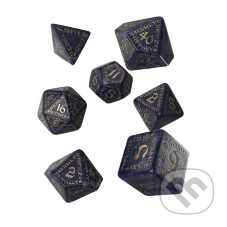 Sada runových kociek - Mixed Blue & Gold