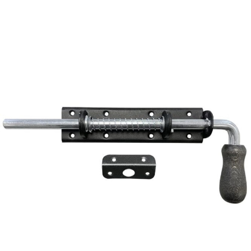 Domax Zástrčka vratová  s pružinou a dřevěnou koncovkou WSP 260 černá 300 x 50mm