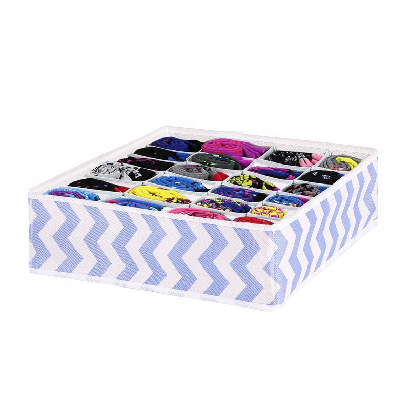 Springos Organizér do zásuvky 24-dílný 33x33x10 cm modro-bílý pruh