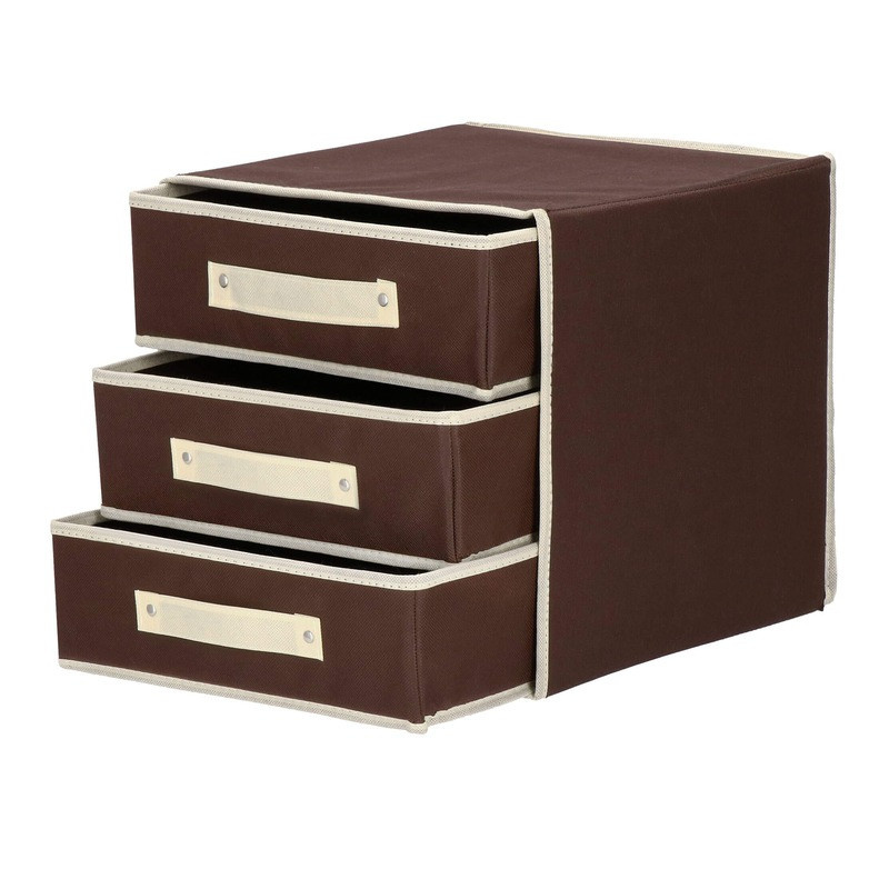 Úložný box se zásuvkami 30x30x30 cm SPRINGOS HA3017 hnědý