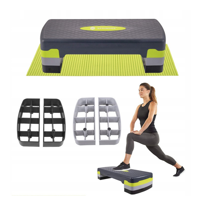 Stepper aerobic můstek 3-stupně 68x28 cm SPRINGOS FA0203 + kroková podložka zdarma