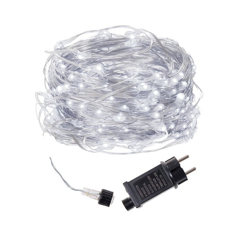LED řetěz Nano - 30m, 300LED, 8 funkcí, IP44, studená bílá