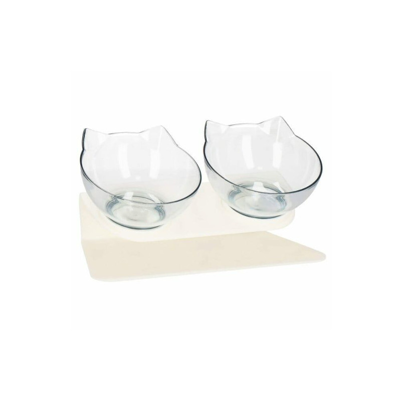 Sada misek se stojanem 2x13 cm pro psa / kočku bílá SPRINGOS