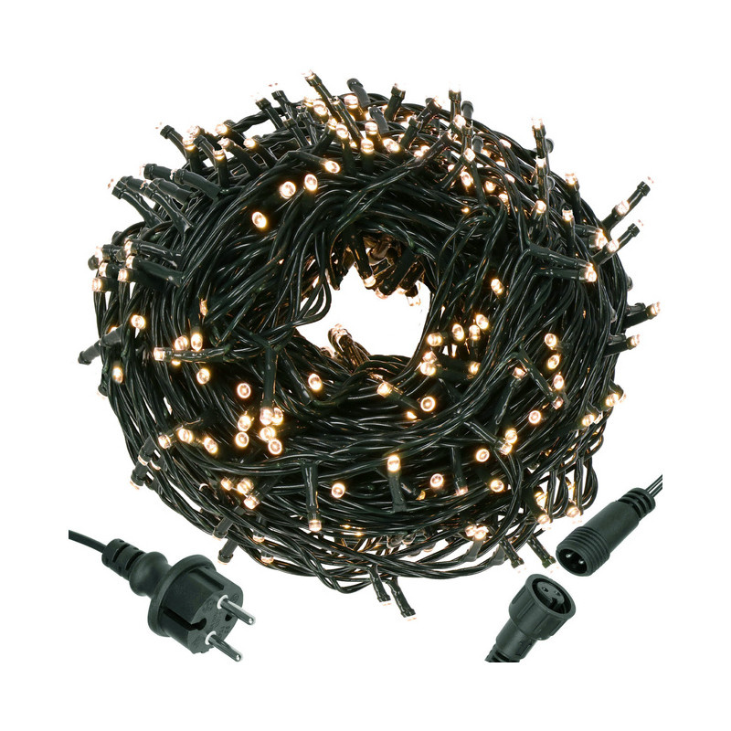 LED světelný řetěz - 19,5m, 300LED, IP44, teplá bílá