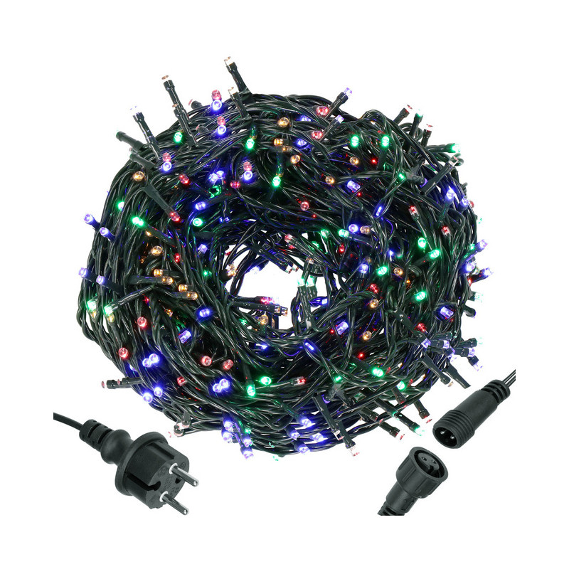 LED světelný řetěz - 19,5m, 300LED, IP44, multicolor
