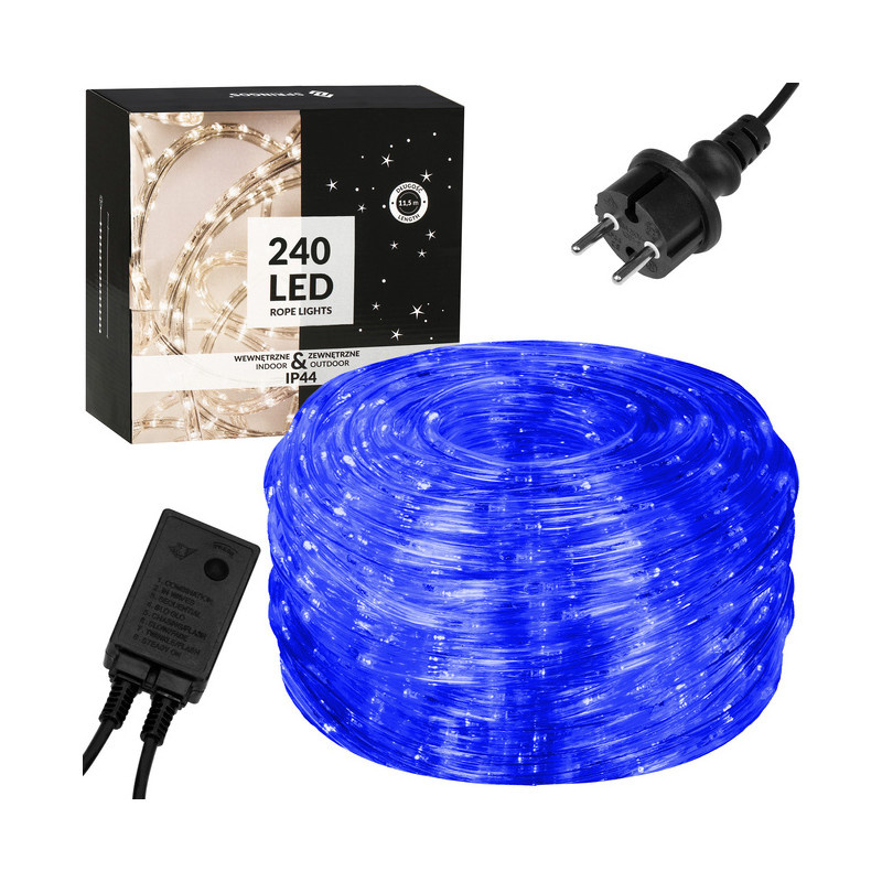 LED světelná hadice - 10m, 240LED, 8 funkcí, IP44, modrá