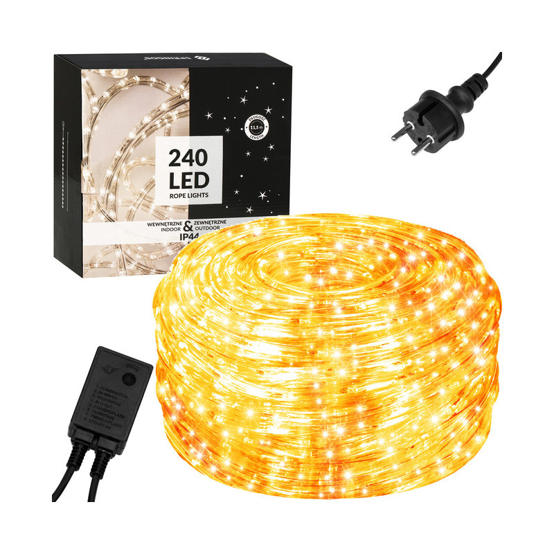 LED světelná hadice - 20m, 480LED, 8 funkcí, IP44, teplá bílá