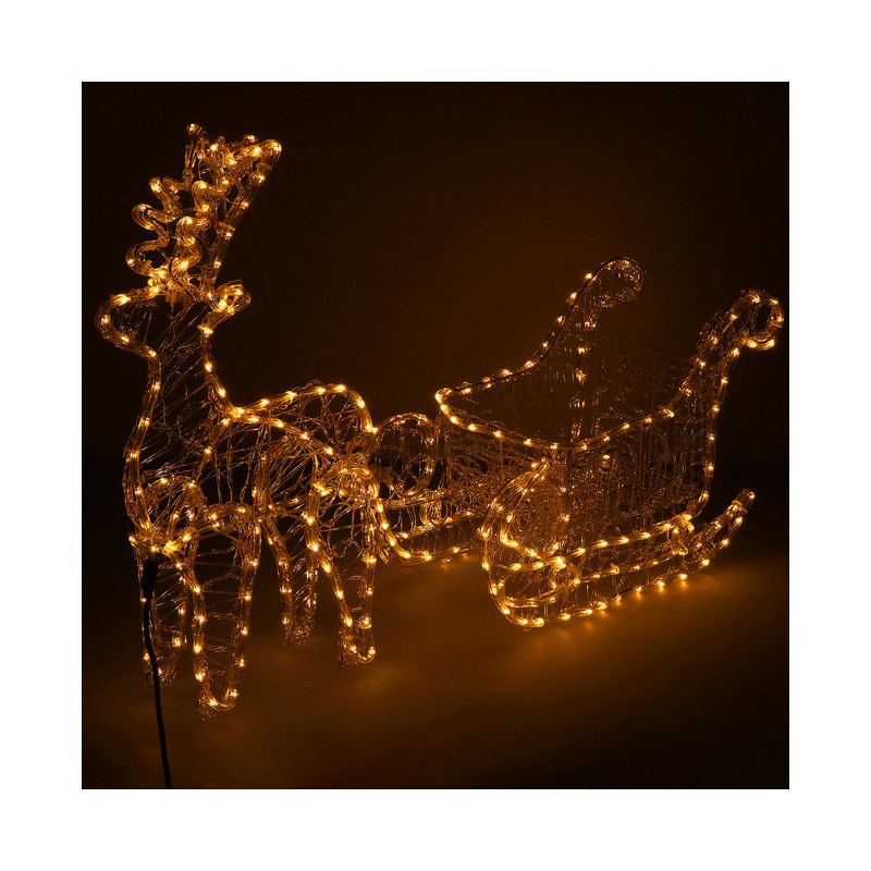 LED Sob se saněmi - 150cm, 312LED, IP44, teplá bílá