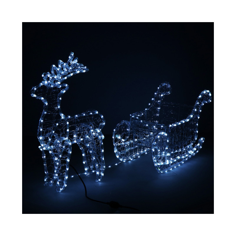 LED Sob se saněmi - 150cm, 312LED, IP44, studená bílá