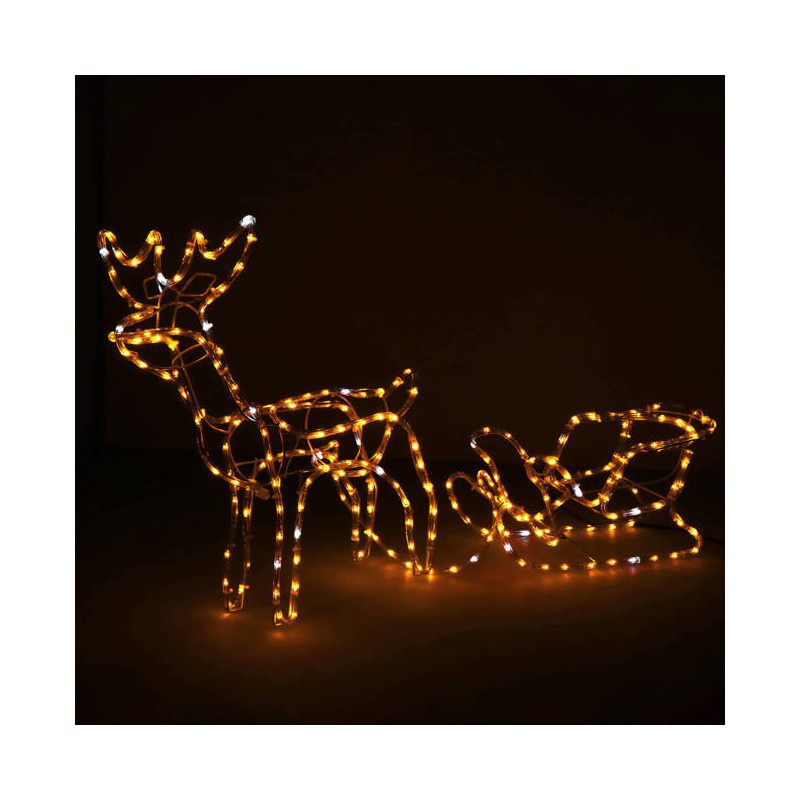 LED Sob se saněmi - 150cm, 264LED, IP44, teplá bílá + záblesky
