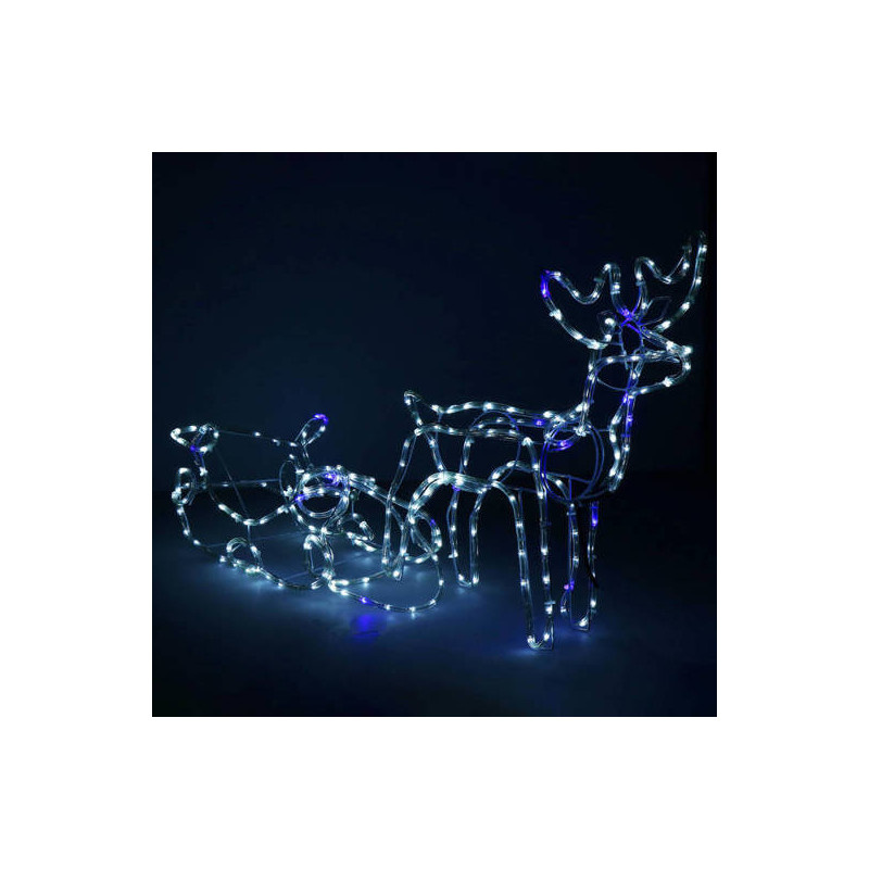 LED Sob se saněmi - 210cm, 288LED, IP44, studená bílá + záblesky