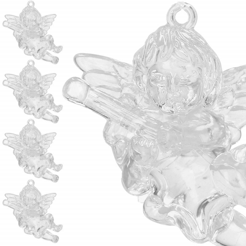 SPRINGOS Andělé s kytarou 6 cm transparetní sada 4ks