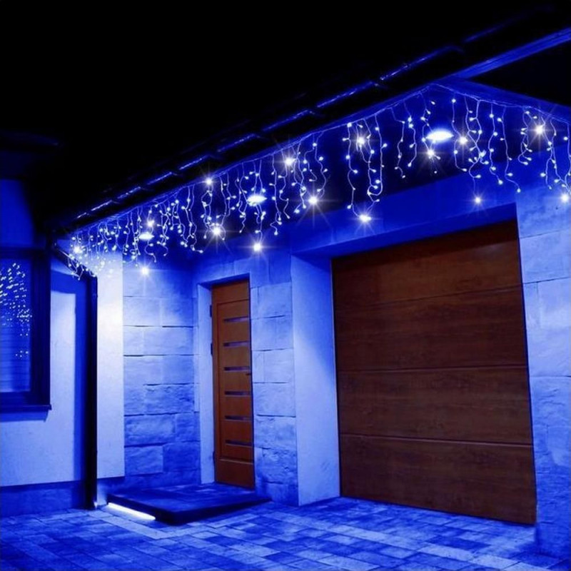 LED krápníky - 22,5m, 500LED, IP44, modrá + záblesky