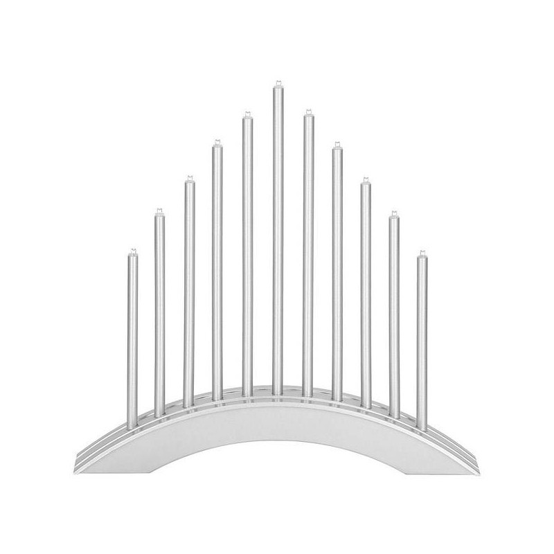 LED vánoční svícen - 11 svíček, 30cm, 2xAA, stříbrný