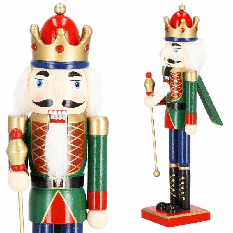 SPRINGOS Louskáček - Král s žezlem 38cm zelený, vánoční dekorace CA0918-XG