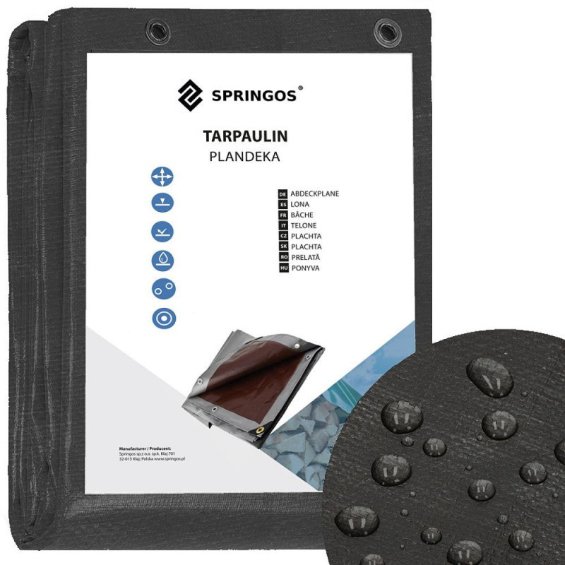 SPRINGOS Krycí plachta s oky 2x4 m, extra silná, 270g PE, šedá PROTECT GA2161-XG