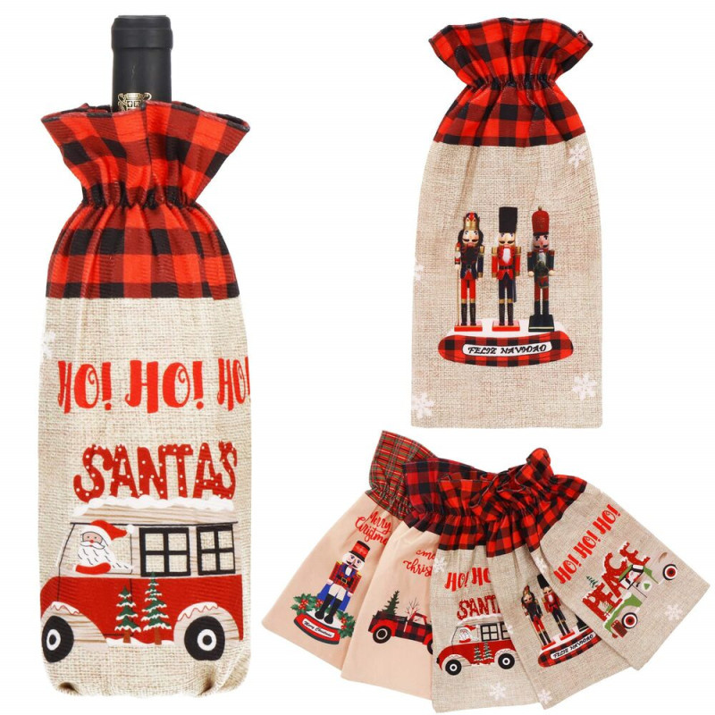 Obal na láhev 15x31 cm cm mix vzorů, vánoční dekorace