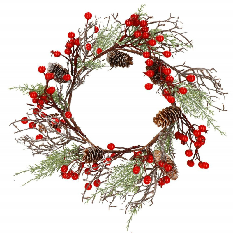 SPRINGOS Adventní věnec s jeřabinami 37 cm