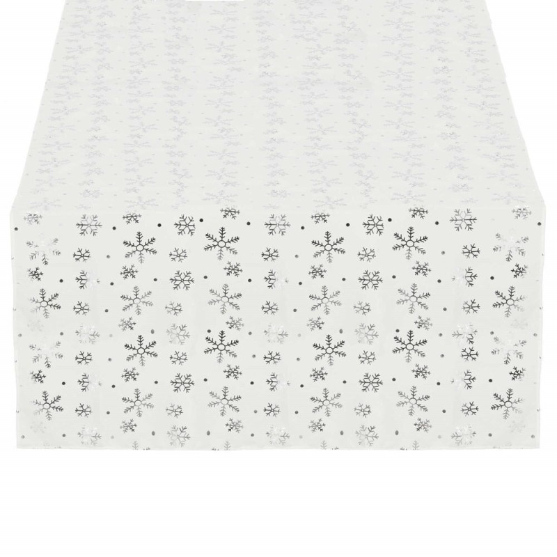 SPRINGOS Vánoční ubrus s vločkami 220x140 cm bílý vánoční dekorace CA1222-XG