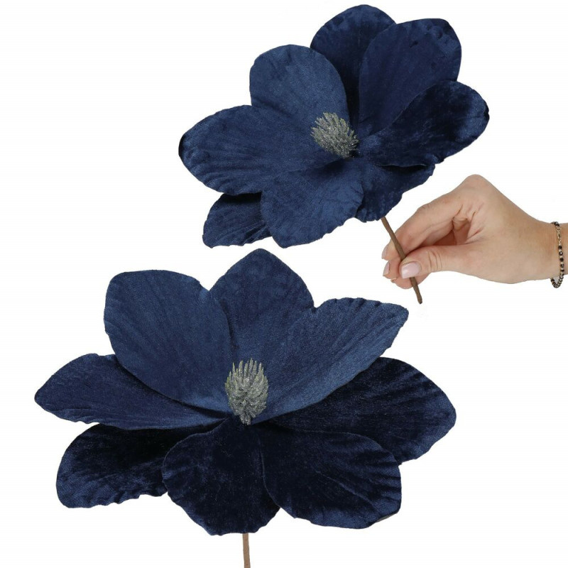 SPRINGOS Magnolie na stonku 23x30cm modrá, vánoční dekorace CA1232-XG