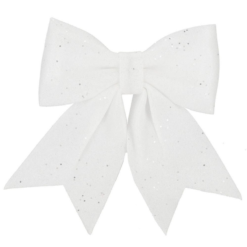 SPRINGOS Vánoční mašle s flitry 30x29cm bílá, vánoční dekorace CA1302-XG