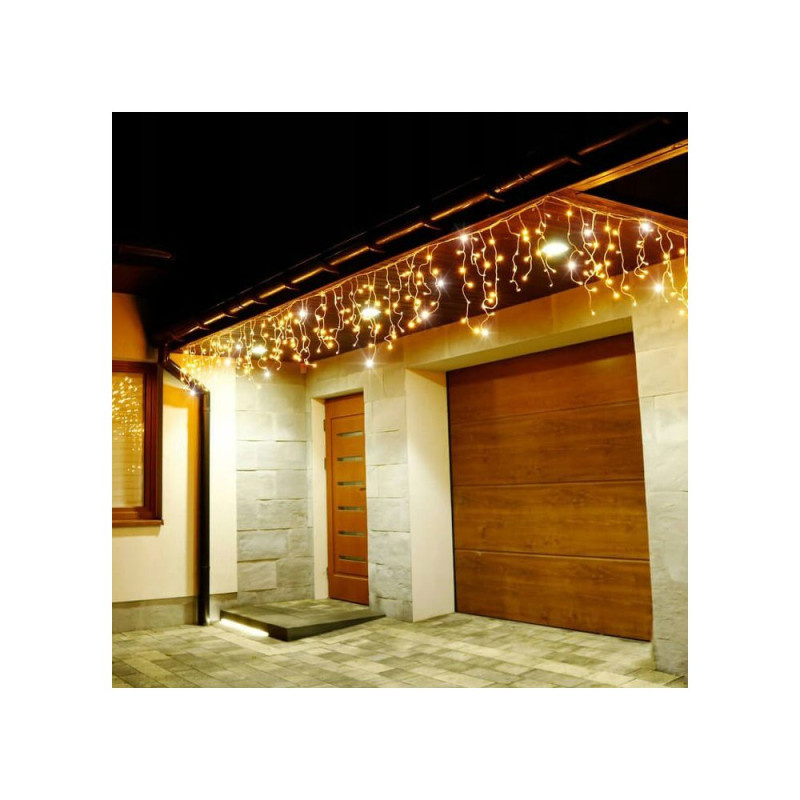 SPRINGOS LED světelný závěs Rampouchy 22,5m 500LED IP44 teplá + studená bílá + záblesky