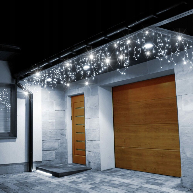 SPRINGOS LED krápníky - 14,5m, 300LED, časovač, IP44, studená bílá + záblesky CL0330-XG