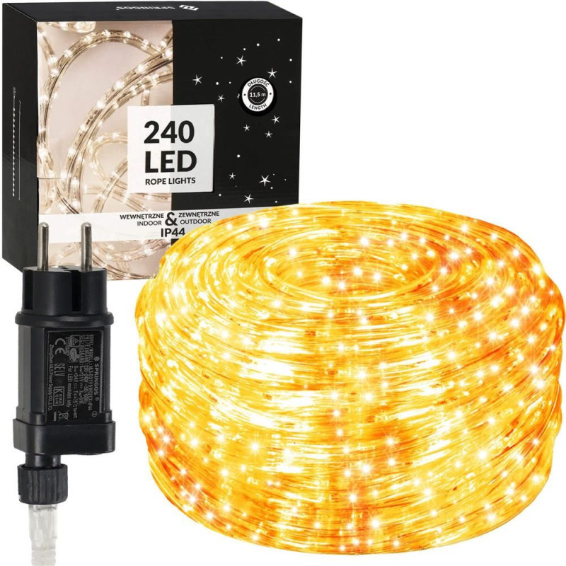 SPRINGOS LED světelná hadice - 10m, 240LED, 8 funkcí, paměť, IP44, teplá bílá CL4113-XG
