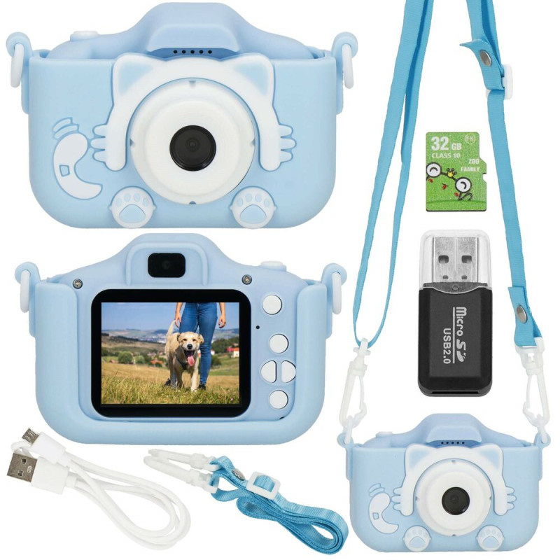 Dětský digitální fotoaparát 40Mpx 32GB SPRINGOS ZIPPY modrý